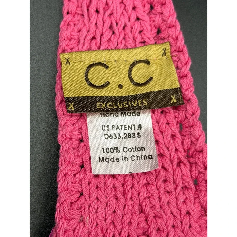 C.C Exclusives Pink Knitted Headband Ear Warmer with Sequin Flower